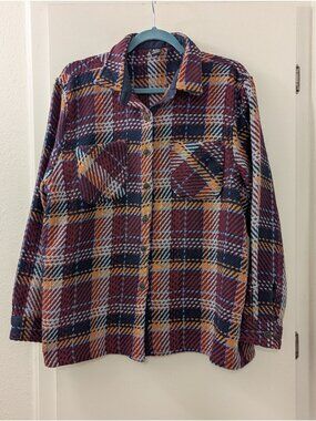 Vintage-Inspired Better Unsaid Plaid Button-Up Shirt In Multicolor Orange/Red/Bl